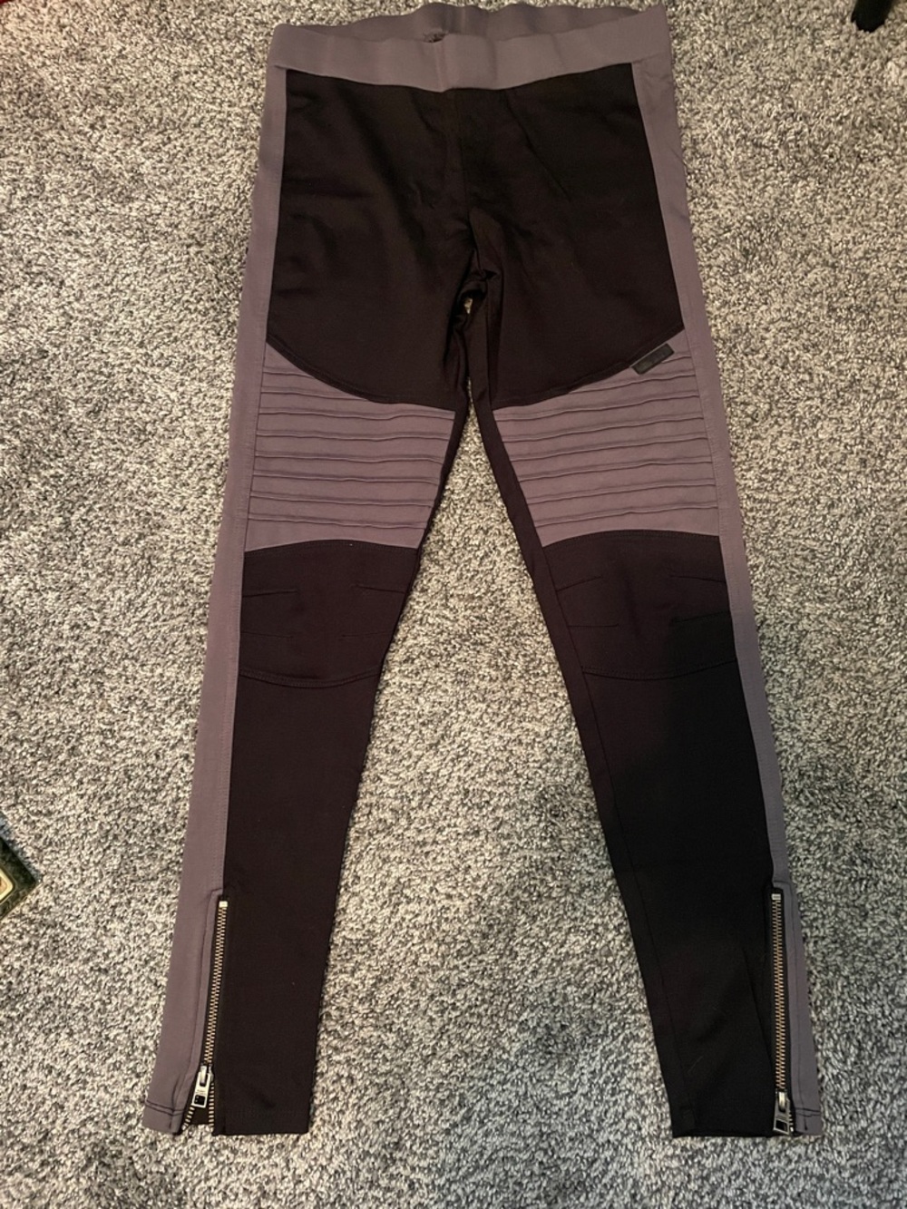 Harley Davidson-Two-Tone Black and Gray Moto Leggings